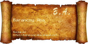 Barancsy Aba névjegykártya